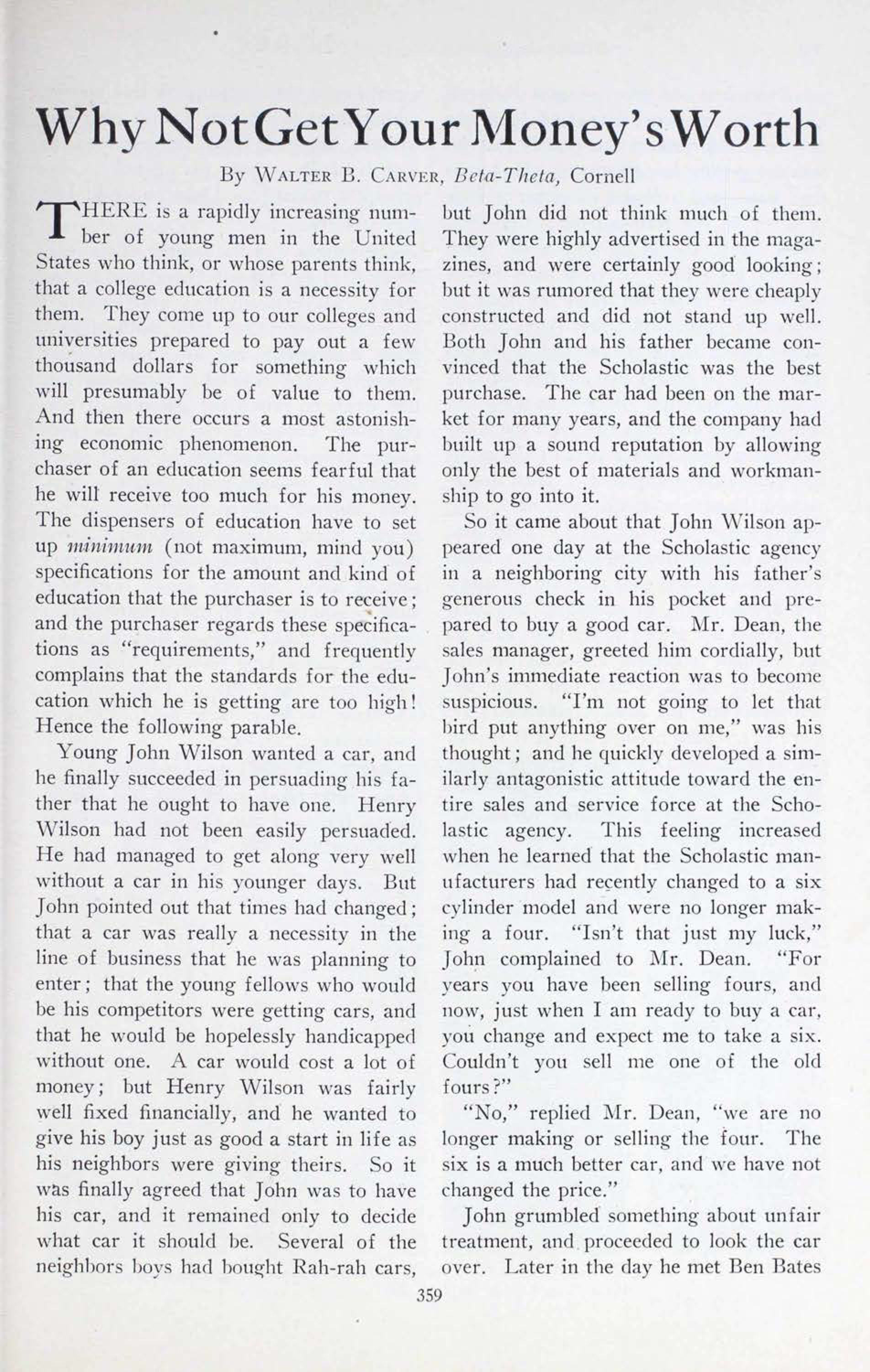 Why Not Get Your Money's Worth